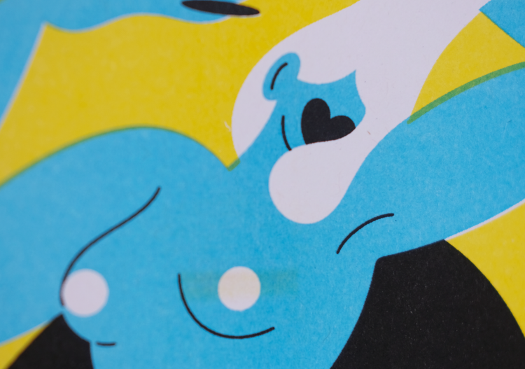 Flower Blue, Riso Print