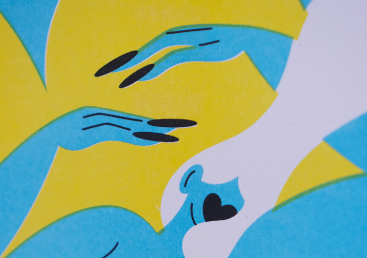 Flower Blue, Riso Print