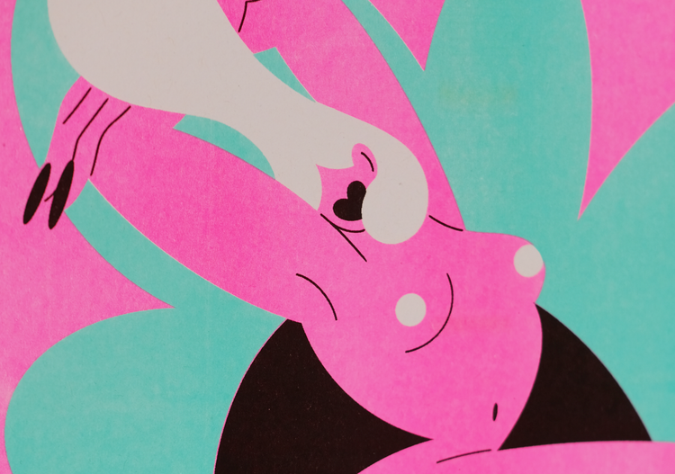 Flower Pink, Riso Print