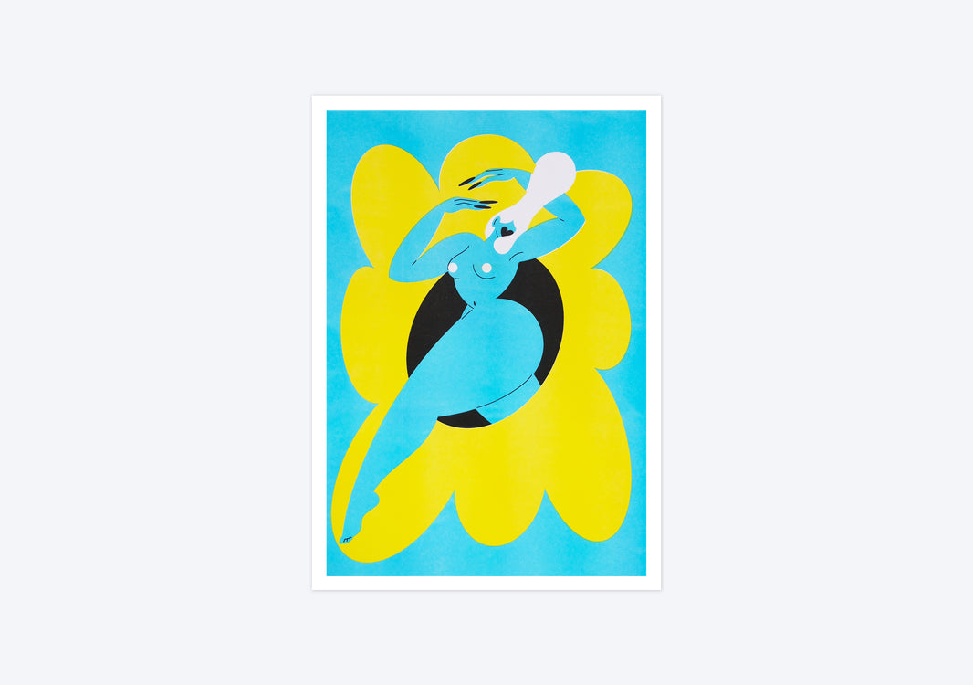 Flower Blue, Riso Print