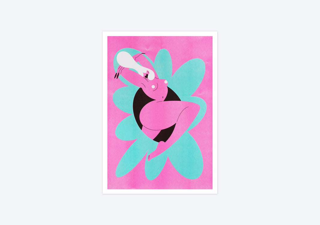 Flower Pink, Riso Print